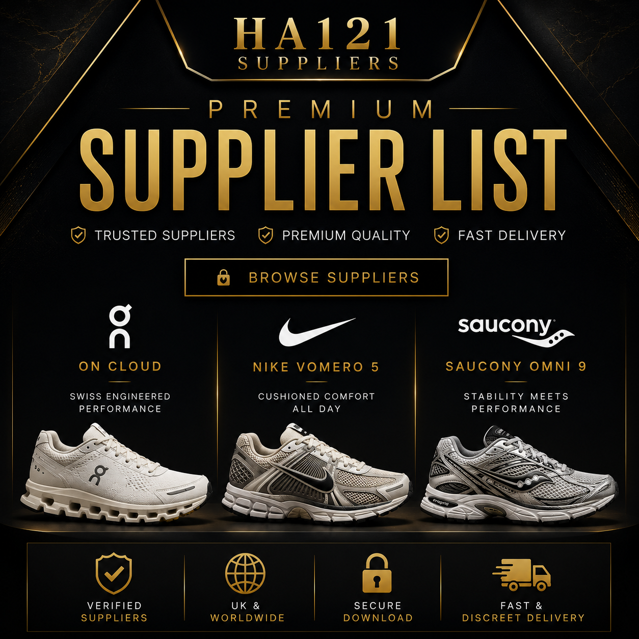 Premium On Cloud, Nike Vomero 5 & Saucony Omni 9 Supplier List