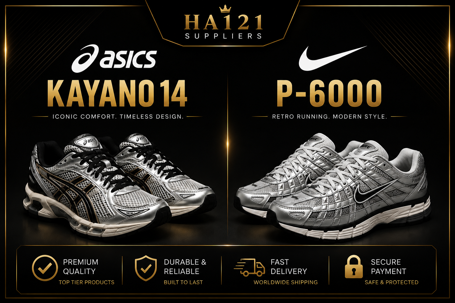 ASICS Kayano 14 & Nike P-6000 Supplier